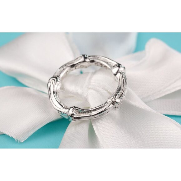 Tiffany & Co. Ring Vintage Bamboo Bone Band Pinky Ring Size 3.5 - Picture 3 of 8